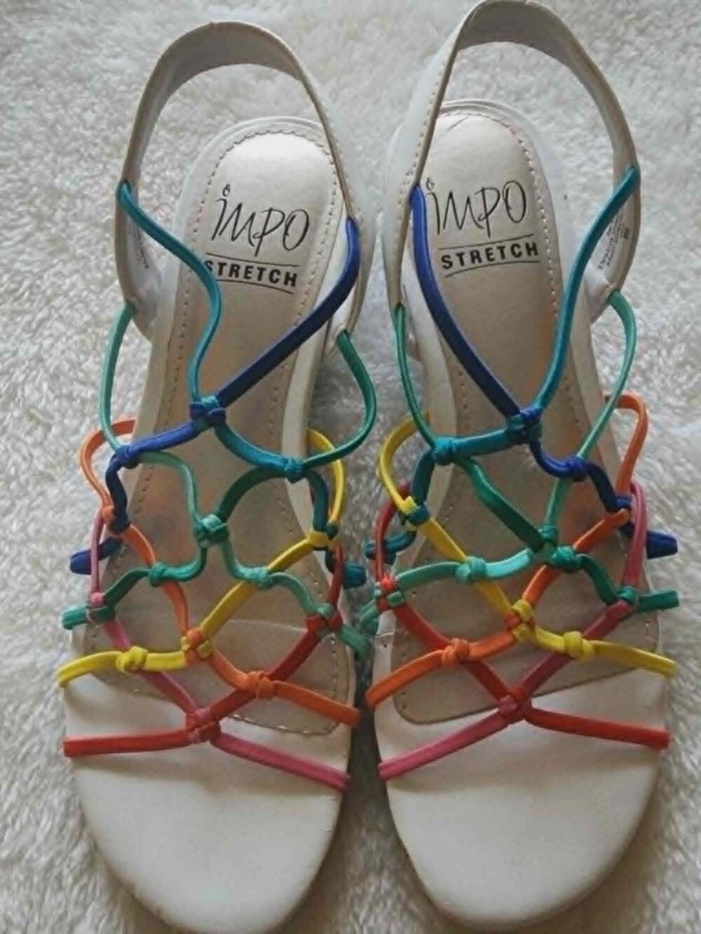 Impo stretch women's multicolor strappy slingback sandals Size 6 Comfort Wedge
